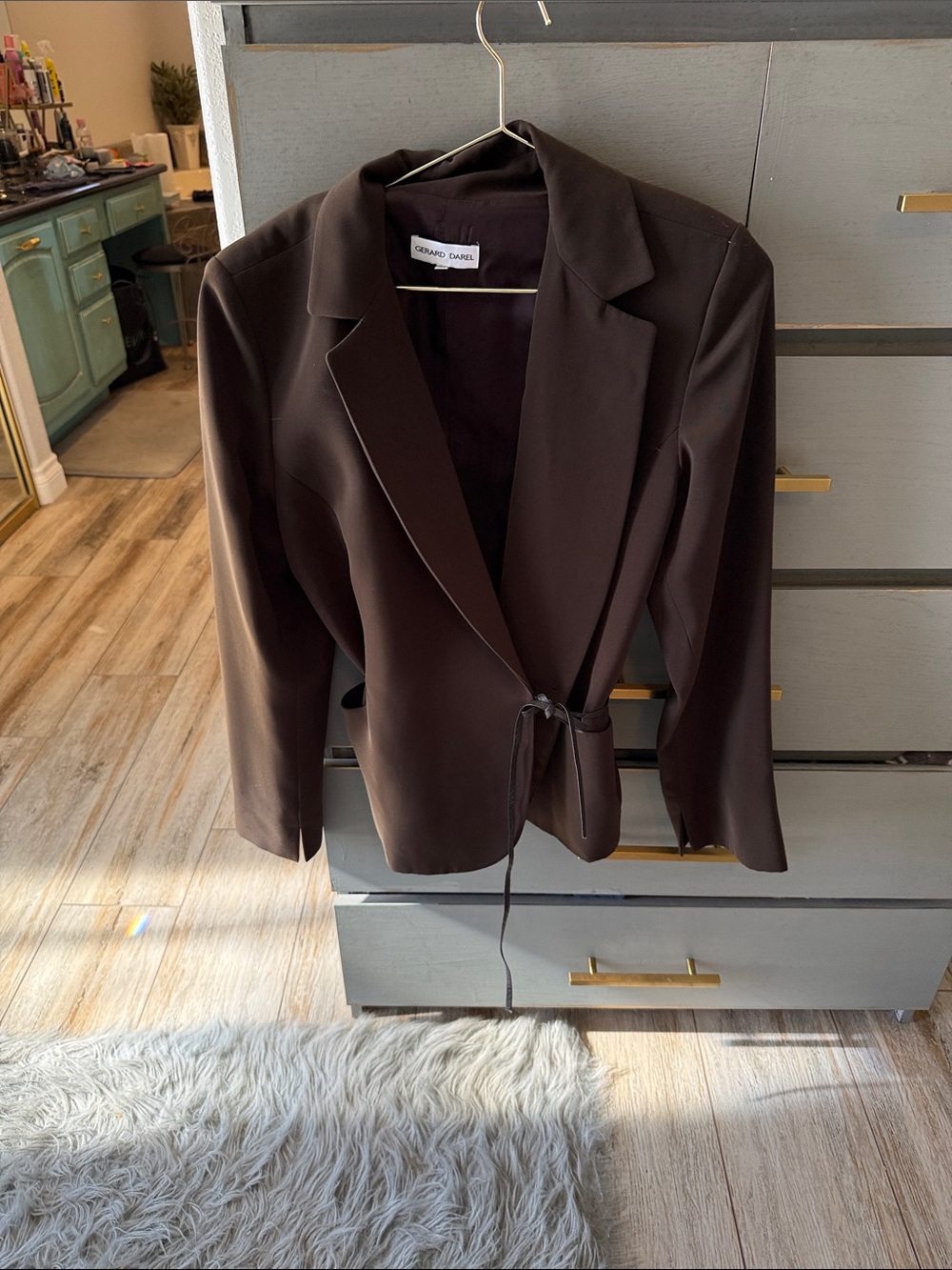 Gerard Darel Dark Brown Tie-Waist Blazer